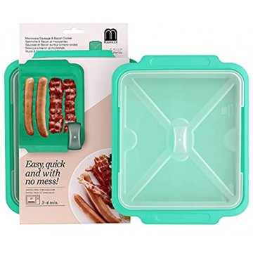 MUGOOLER Microwave Easy Bacon Maker Cooker with Lid Safety Quick and with No Mess 11.3“ L x 9.0 W x 2.4 H Bule