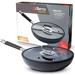 DaTerra Cucina Ceramic 11 inch Fry Pan with Natural Nonstick Coating | Cook Effortlessly on Glasstop Electric & Gas Stoves with No PTFE Cadmium Lead or PFOA Chemicals | Made In Italy