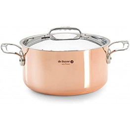 de Buyer Prima Matera Stew Pan with Lid Copper Cookware with Stainless Steel Oven and Induction Safe 11"
