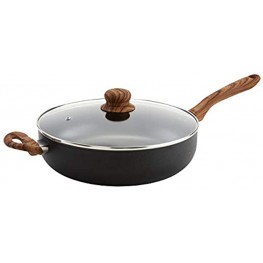 IMUSA USA IMU-91710 Black Stone Jumbo Cooker with Speckled Nonstick & Woodlook Handle Knob 4-Quart Wood Look