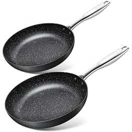 MICHELANGELO Hard Anodized Nonstick Frying Pan Set 8" & 10" Frying Pans Nonstick Non Sticking Frying Pan Set Cooking Pan Set Nonstick Skillet with Stone-derived Coating 2 Piece set 8 & 10 Inch