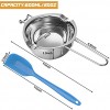 2 Pieces Stainless Steel Double Boiler Pot Baking Melting Pots for Butter 600 ml and 1000 ml and 2 Pieces Silicone Scrapers for Chocolate Candy Butter Cheese Caramel Candle Making Tools