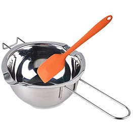 Double Boiler Pot Stainless Pot for Melting Chocolate Candy Soap Butter Wax Melter Candle Making Steam Pot with Orange Silicone Spatula 600ML 20OZ