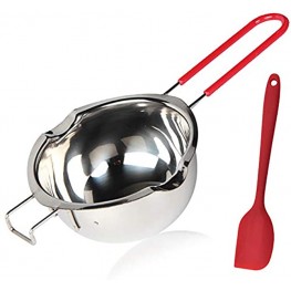 Zhang Wen Hao Steel Double Boiler Pot 600ML Updated Melting Pot with Silicone Spatula for Melting Butter,Chocolate Candy Cheese and Caramel Red