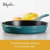 Ayesha Curry Enameled Cast Iron Skillet Fry Pan with Pour Spouts 10 Inch Twilight Teal