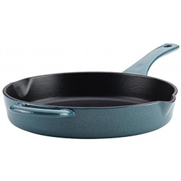 Ayesha Curry Enameled Cast Iron Skillet Fry Pan with Pour Spouts 10 Inch Twilight Teal
