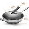 Gdrasuya10 Frying Wok Pan with Lid Stainless Steel Non Stick Double Sided Honeycomb Cooking Frying Pan for GasStove
