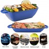 2 in 1 Enameled Cast Iron Skillet 3.5in Deep Casserole Baking Pan for Oven Stoves Grill 11in Rectangle Cast Iron Pan with Lid Handles Non Stick Coating