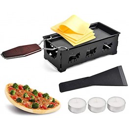 Acici Cheese Raclette Portable Foldable Non-Stick Candlelight Raclette Pan with Spatula Barbecue Home Kitchen Grilling Tool YL18 Black