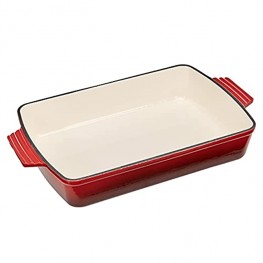 amazon commercial Enameled Cast Iron 13-Inch Roasting Lasagna Pan Red