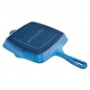 Commercial Enameled Cast Iron Square Grill Pan 10.25-Inch Blue