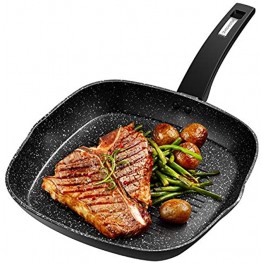 CSK 11" Nonstick Grill Pan with Handle Square Griddle Pan Skillet for All Stove Tops Include Induction Cooker Granite Coating 100% PFOA-Free Easy to Clean Deep Grill Frying Pans Indoor Outdoor