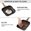 ESLITE LIFE Grill Pan for Stove Tops Nonstick Square Griddle Pan Induction Steak Bacon Pan with Granite Coating 9.5 Inch