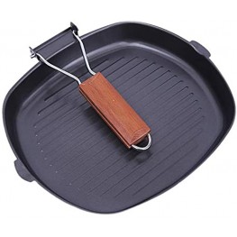fold 8-Inch Kitchen Square Cast Iron Skillet Grilling Pan Nonstick Cast Iron Grill Pan Enameled Cast Iron Skillet Steak Pan w Side Drip Spout For Electric Stovetop Induction Gas -