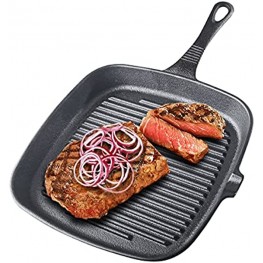 GOODFEER small Cast Iron grill griddle dutch oven pan Cookware Skillet for Steak Meat Fish and use as Camping pot outdoor Grill Chef's Pan with Spout small Square Frying cooking Pan 9 inch.