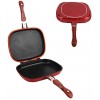 Grill Pan 28cm Red Square DoubleSided Frying Pan Multi Purpose NonStick Pan for Barbecue Grill Kitchen Supplies
