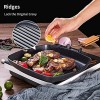 Grill Pan Heavy Duty Iron Steel Nonstick Grill Pan with Wooden Folding Hand1le Cast Portable Frying Pan for Steak Fish and BBQ Easy Grease Draining Filter Folding Handle Induction Skillets24X24CM