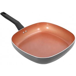 MOBUTA Grill Pan for Stove Tops Nonstick Square Griddle Pan Steak Bacon Pan Copper Ceramic Titanium Nonstick Coating Non-Toxic & PFOA Free 11 Inch