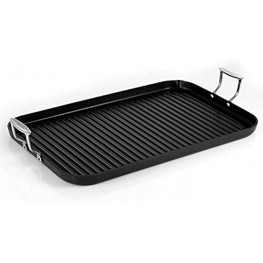 Nonstick Stove Top Grill Pan PTFE PFOA PFOS Free Need two Burners 20" x 13" Hard-Anodized Non stick Grill & Griddle Pan Kitchen Cookware  Dishwasher Safe NutriChef NCGRP59