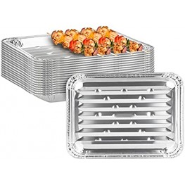 Party Bargains 12 Aluminum Broiler Pans 11.5 X 8.25 X 1 Inches with ribbed bottom. 7 Ridges 0.5 high 1 inch apart. Heavy Duty Aluminum Disposable Grill Pans. for Cooking Roasting. BBQ Picnic