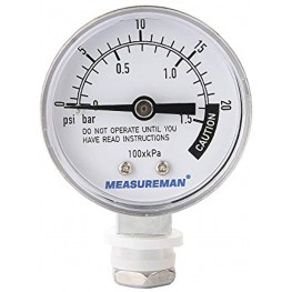 MEASUREMAN Stainless Steel Pressure Cooker Gauge Pressure Canner Gauge Steam Pressure Gauge 2" Dial Lower Mount Including Hexagon Gasket and Nut