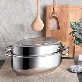 Cyrosa Roasting Pan with Rack Stainless Steel Turkey Roaster with Lid Large Roasting Pan 17 Inch