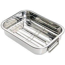 KitchenCraft KCRNR25 Stainless Steel Roasting Tin with Rack Small 27 x 20 cm Silver