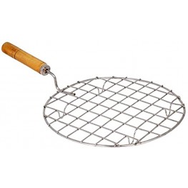 Stainless Steel Round Wire Roaster Rack Papad Jali Roti Grill Round Shape with Wooden Handle