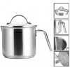 1.5 Quart Stainless Steel Saucepan With Pour Spout Fosslang Saucepan with Glass Lid 6 Cups Burner Pot With Spout for Boiling Milk Sauce Gravies Pasta Noodles