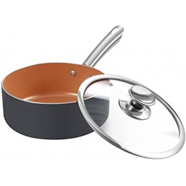 2 Quart Saucepan with Lid Nonstick Sauce Pan with Lid Small Pot with Lid Gas Induction Compatible