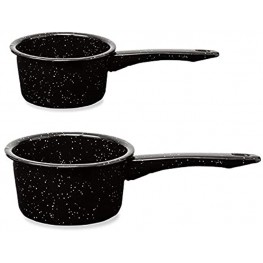 Millvado 2 Pack Granite Saucepans: Naturally Nonstick Sauce Pots Speckled Enamel Ware Cookware – 1 and 2 Quart Sauce Pans for Cooking and Boiling Granite Pot for Stovetop Campfire Outdoor Stove
