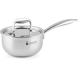 Shapes Stainless Steel Tri-Ply Saucepan 2.4 Quart Silver Multipurpose Sauce Pan Cooking Pot Use for Home Kitchen and Restaurant Induction Ready Easy to Clean and Dishwasher Safe