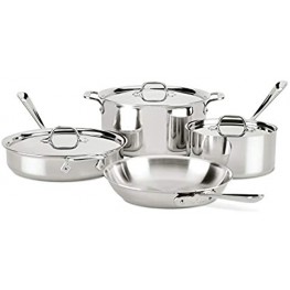 All-Clad D3 Stainless Cookware Set Pots and Pans Tri-Ply Stainless Steel Professional Grade 10-Piece