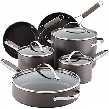 Ayesha Curry Kitchenware Professional Hard Anodized Nonstick Cookware Pots and Pans Set 10 Piece Charcoal