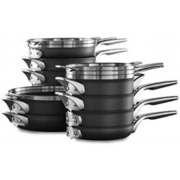 Calphalon Premier Space Saving Pots and Pans Set 15 Piece Cookware Set Nonstick