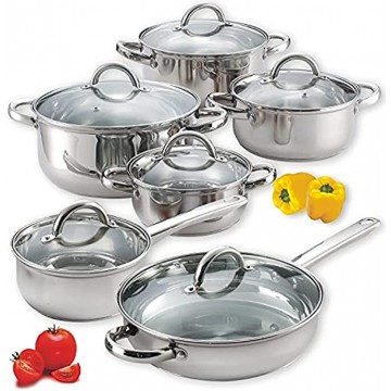 Cook N Home 12-Piece Stainless Steel Cookware Set Silver