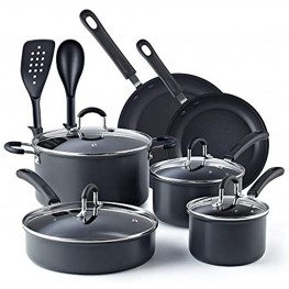 Cook N Home Black 12-Piece Nonstick Hard Anodized Cookware Set