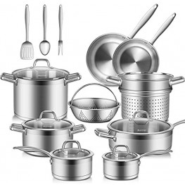 Duxtop Professional Stainless Steel Pots and Pans Set 17PC Induction Cookware Set Impact-bonded Technology