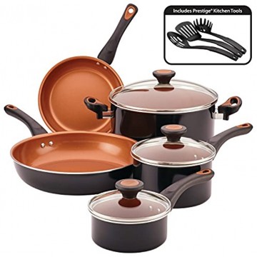 Farberware Glide Dishwasher Safe Nonstick Cookware Pots and Pans Set 11 Piece Black