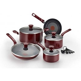 T-fal C514SE Excite Nonstick Thermo-Spot Dishwasher Safe Oven Safe PFOA Free Cookware Set 14-Piece Red