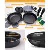 Xeeyaya 16 Pieces Kitchen Removable Handle Cookware Sets Stackable Pots and Pans Set Nonstick for Induction Gas RVs Camping Space Saving