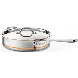 All-Clad 6403 SS Copper Core 5-Ply Bonded Dishwasher Safe Saute Pan with Lid Cookware 3-Quart Silver by All-Clad