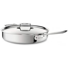All-Clad D55403 D5 3-QT Polished Stainless Steel 5-Ply Saute Pan with Lid