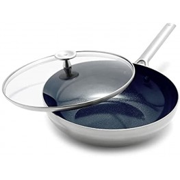 Blue Diamond Cookware Ceramic Nonstick Triple Stainless Steel Induction Safe Multifunction Wok Chef's Pan with Lid 11" Silver