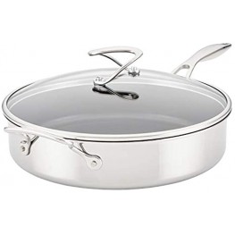 Circulon Clad Stainless Steel Saute Pan with Lid and Hybrid SteelShield and Nonstick Technology 5 Quart Silver