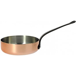 de Buyer Inocuivre Tradition Saute Pan with Cast Iron Handle Copper Cookware with Stainless Steel Lining Oven Safe 11"