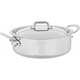 Mauviel Made In France M'Cook 5 Ply Stainless Steel 5.8-Quart Rondeau with Lid Cast Stainless Steel Handle