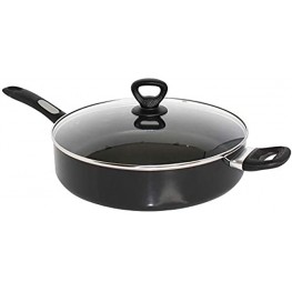 Mirro A79782 Get A Grip Aluminum Nonstick Jumbo Cooker Deep Fry Pan with Glass Lid Cover Cookware 12-Inch Black