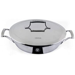 SAVEUR SELECTS Tri-ply Stainless Steel 12-Inch Everyday Pan with Lid Induction-ready Dishwasher Safe Voyage Series