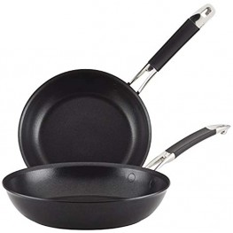 Anolon Smart Stack Hard Anodized Nonstick Frying Pan Set Fry Pan Set Hard Anodized Skillet Set 8.5 Inch and 10 Inch Black
